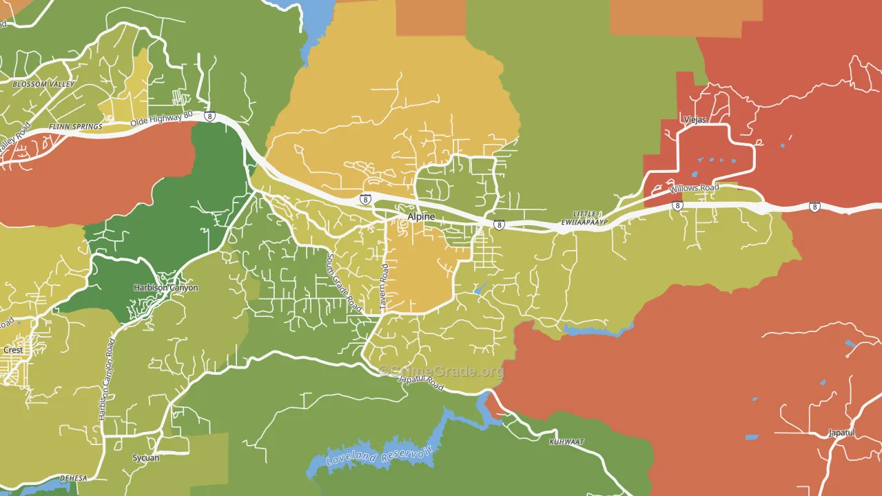 91901, CA Map of Theft Rates
