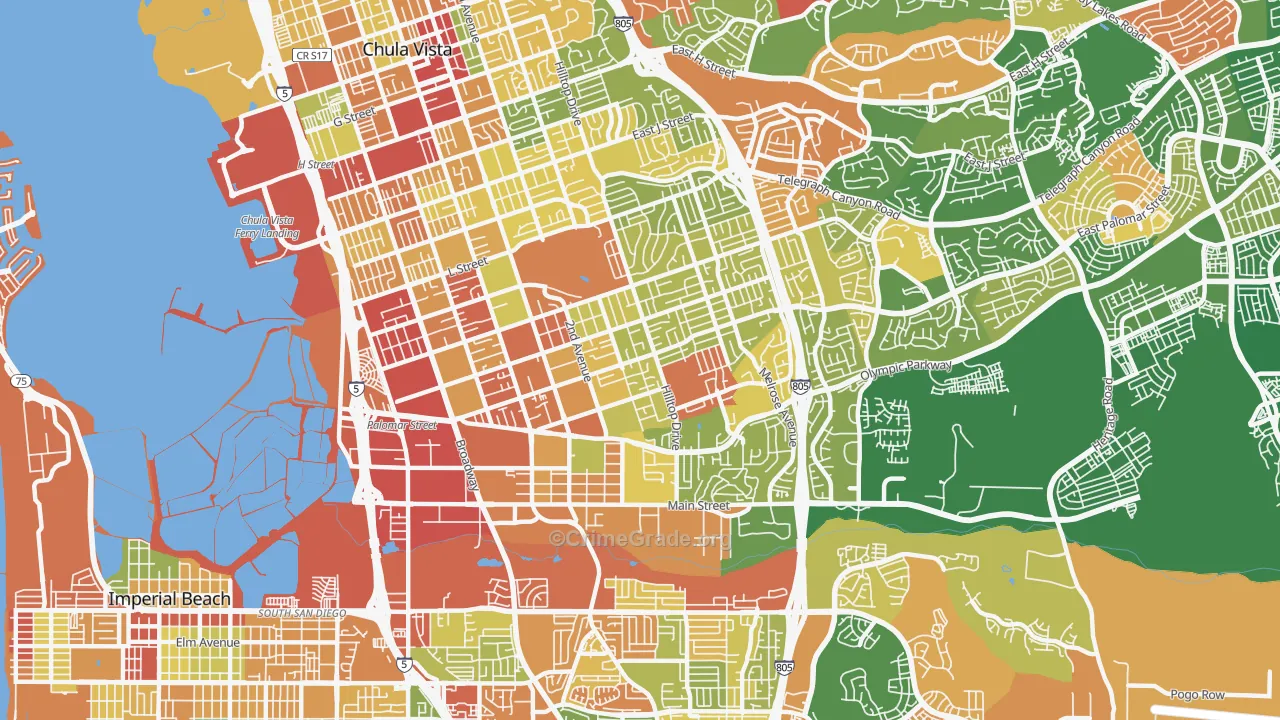 91911, CA Map of Theft Rates