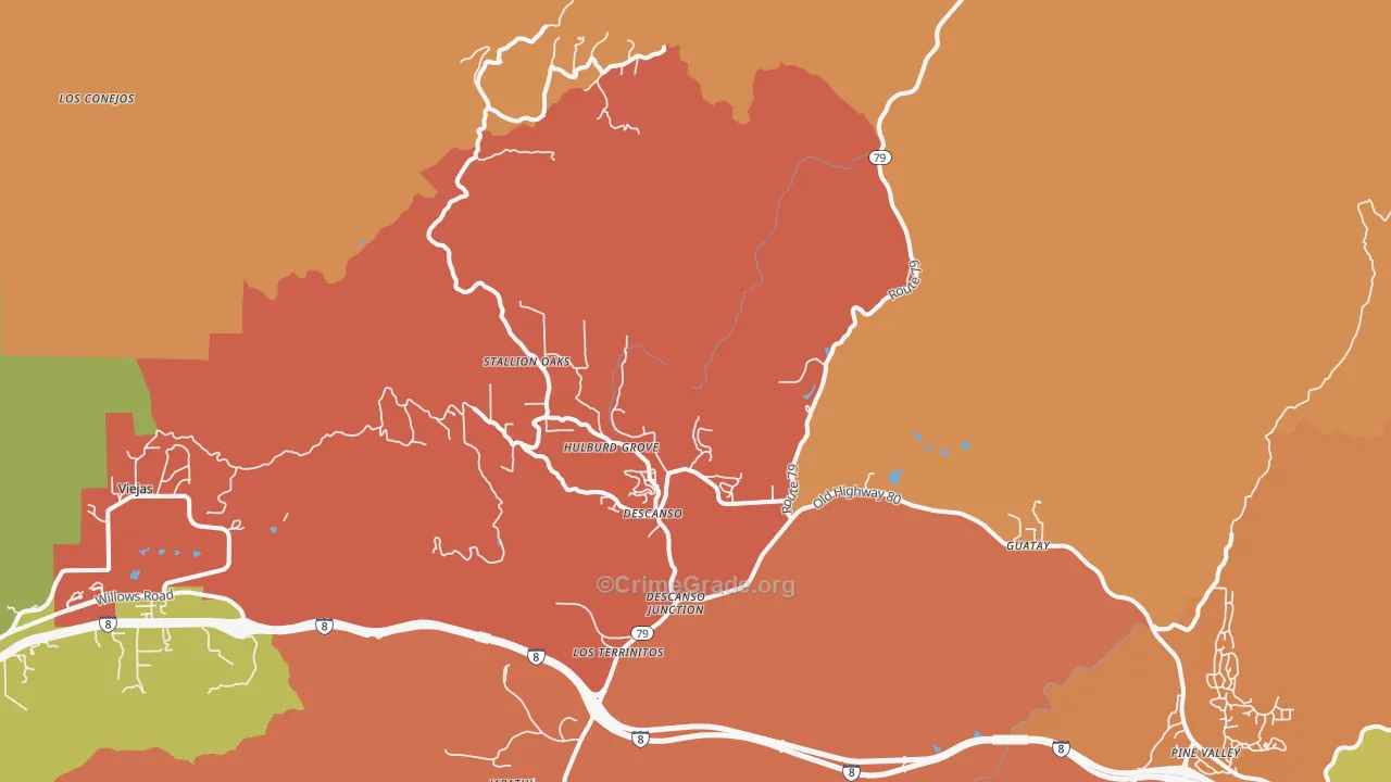 91916, CA Map of Theft Rates