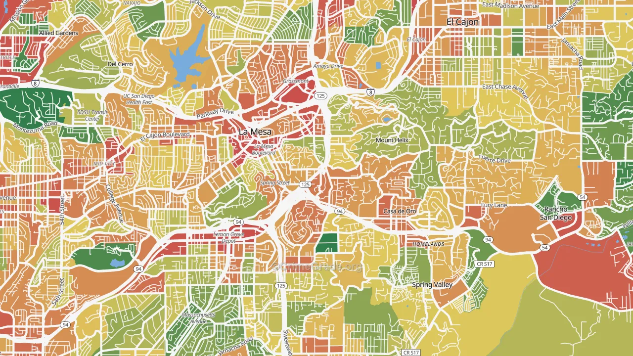 91941, CA Map of Theft Rates