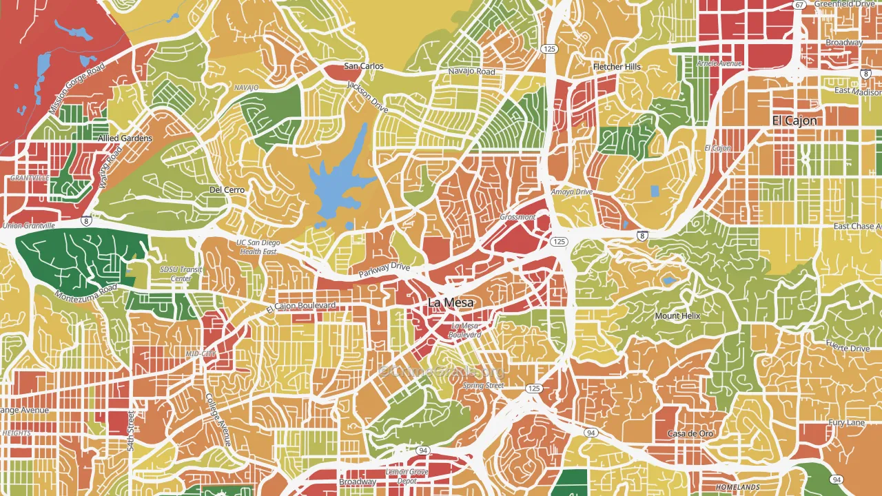 91942, CA Map of Theft Rates