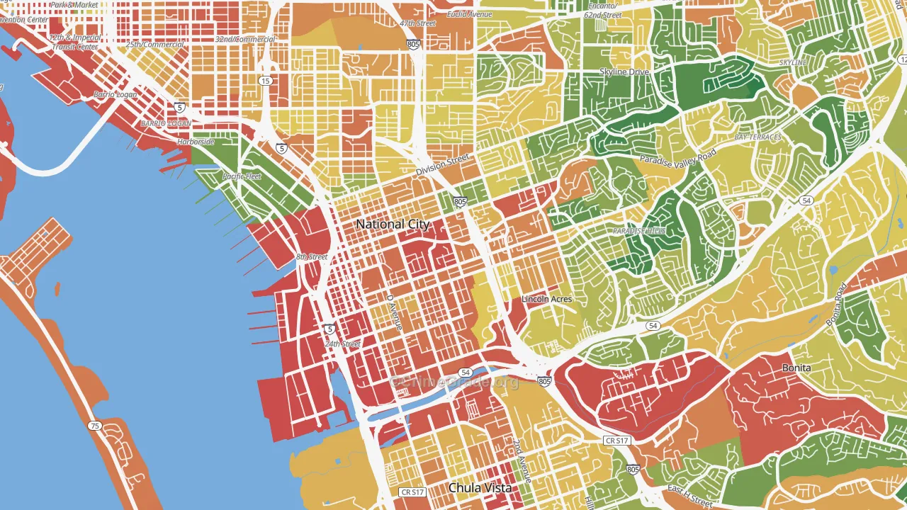 91950, CA Map of Theft Rates