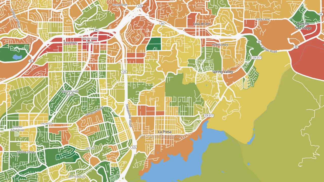 91977, CA Map of Theft Rates