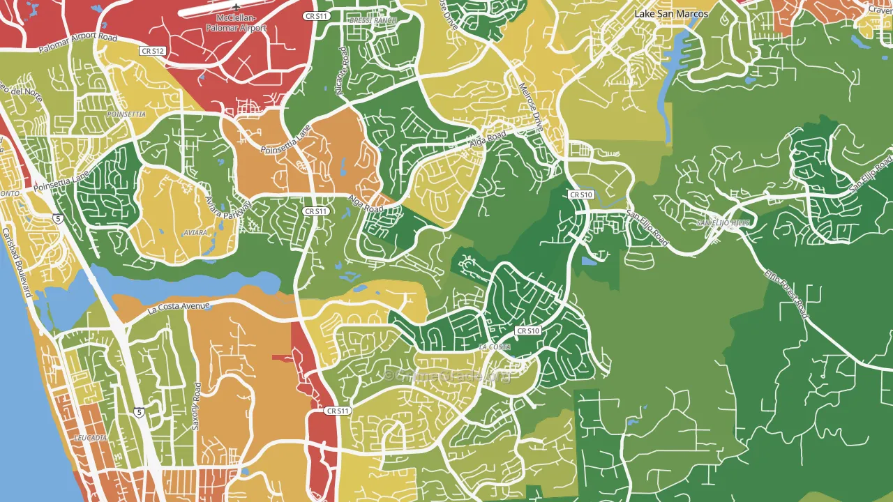 92009, CA Map of Theft Rates