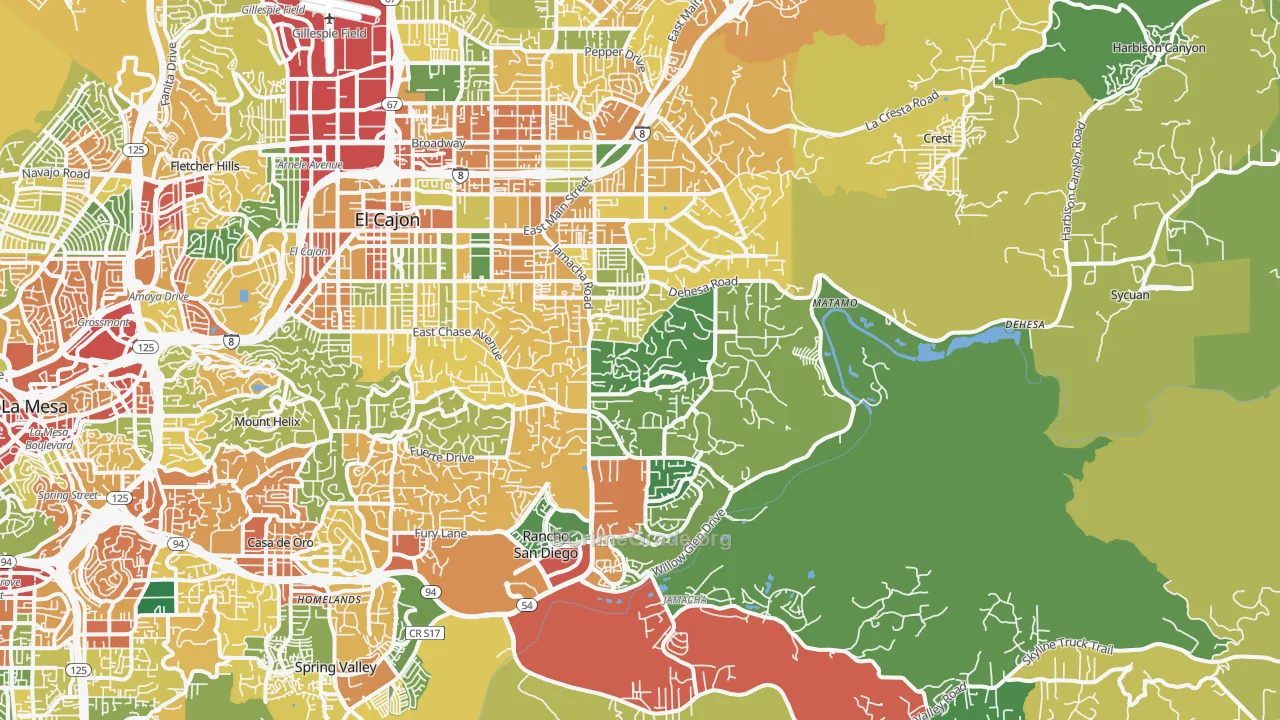 92019, CA Map of Theft Rates