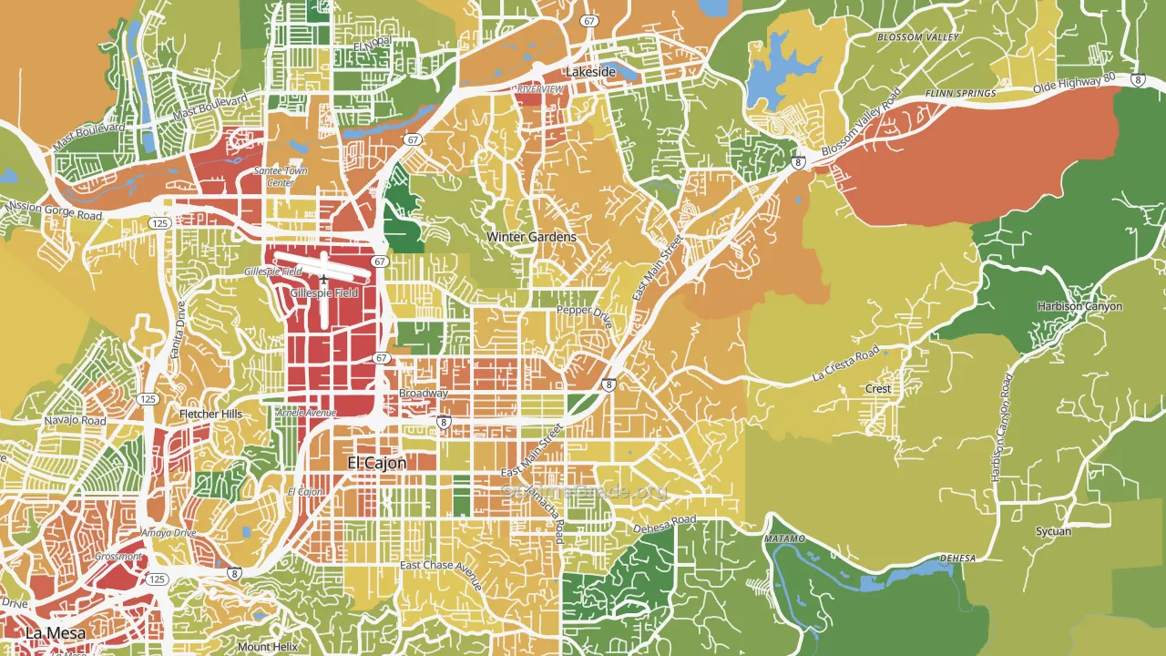 92021, CA Map of Theft Rates