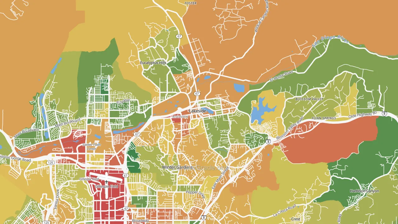 92040, CA Map of Theft Rates