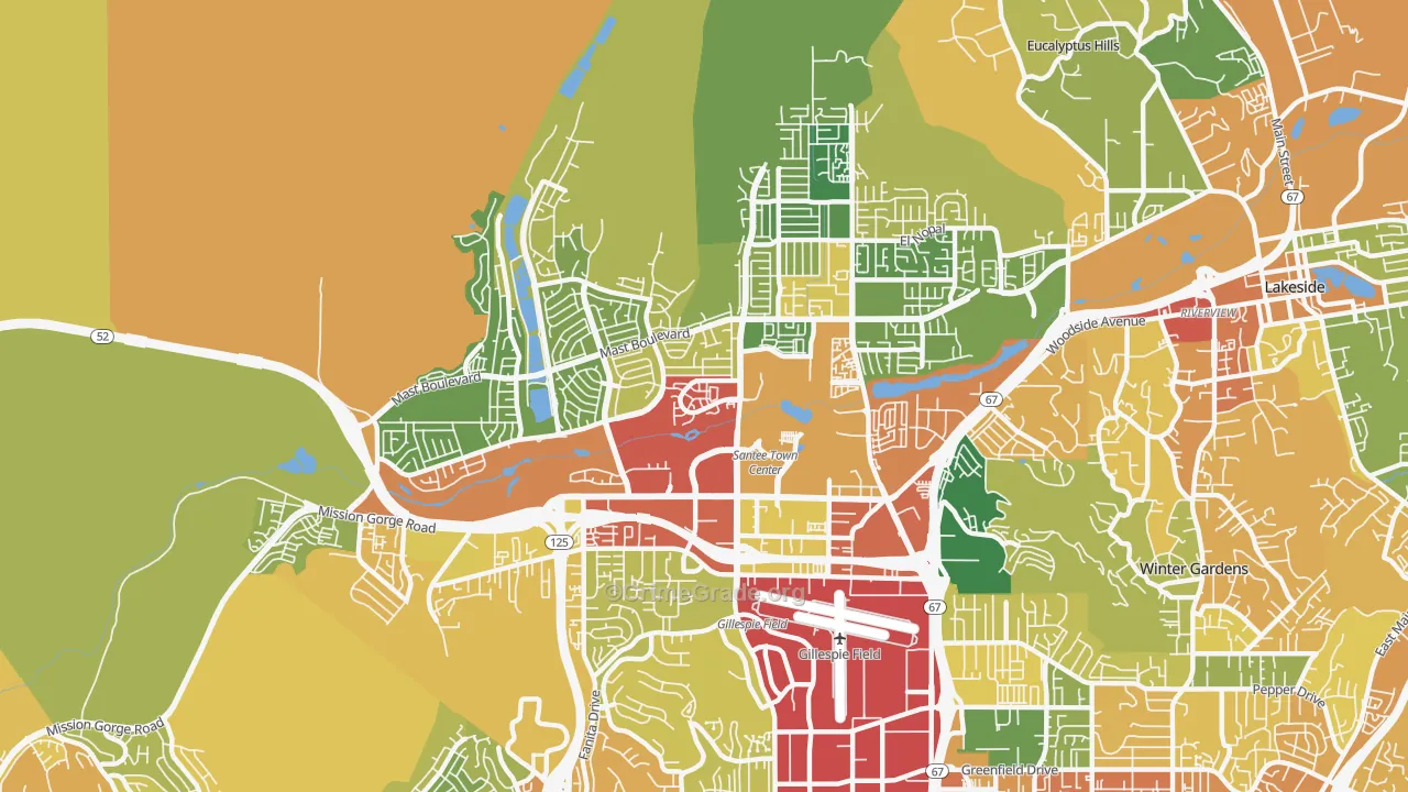 92071, CA Map of Theft Rates