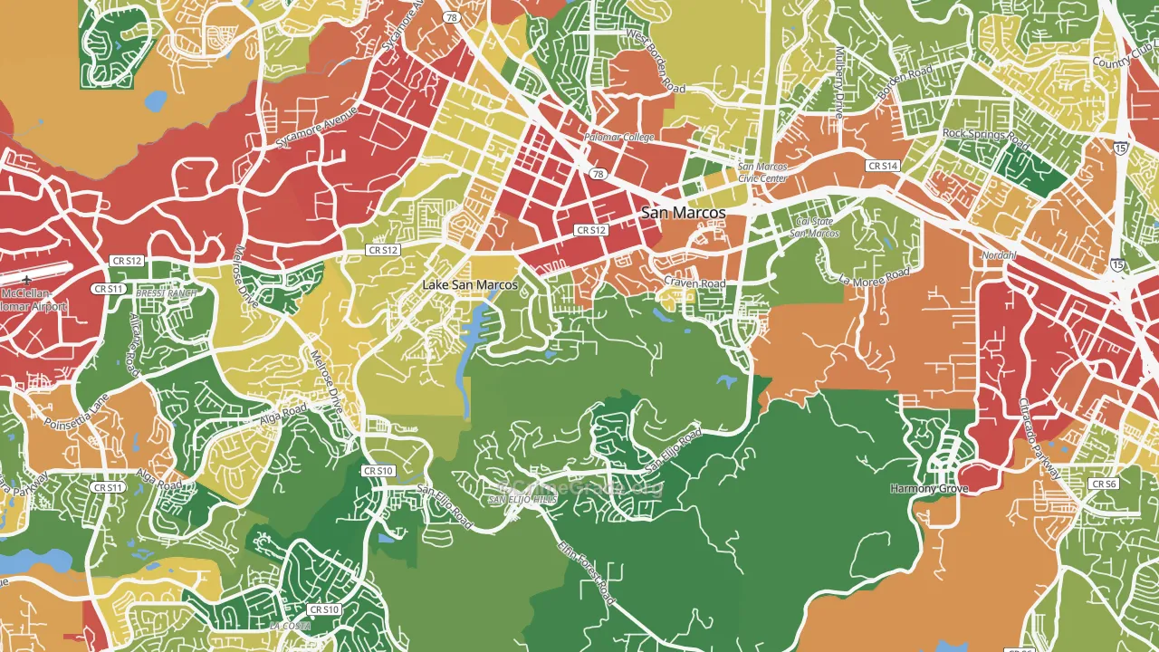 92078, CA Map of Theft Rates