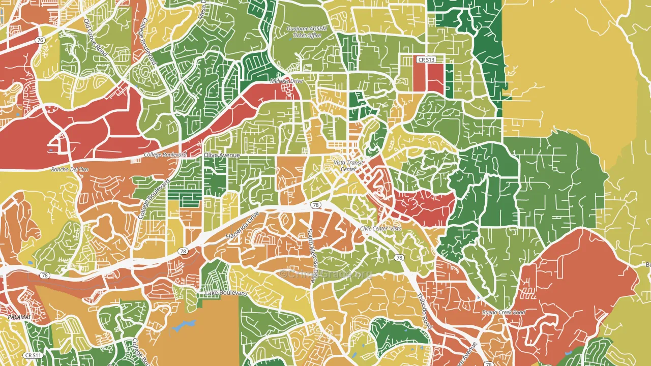 92083, CA Map of Theft Rates
