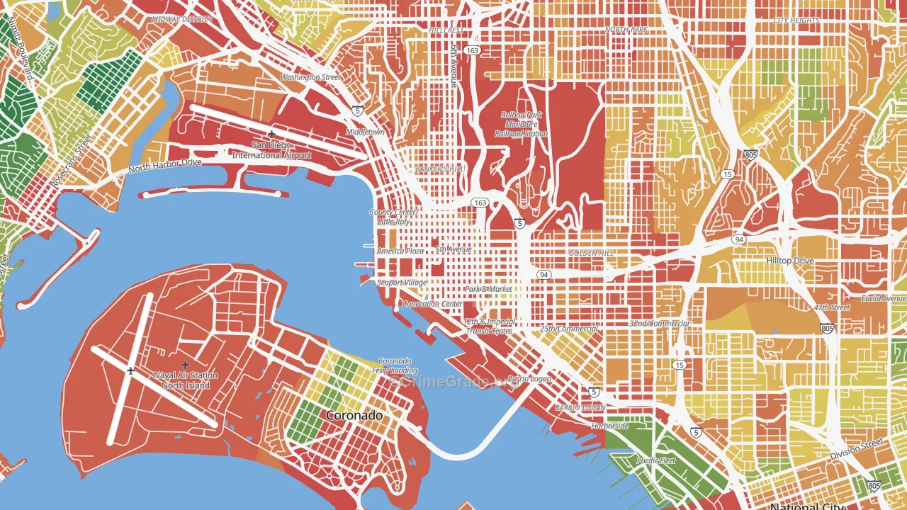 92101, CA Map of Theft Rates
