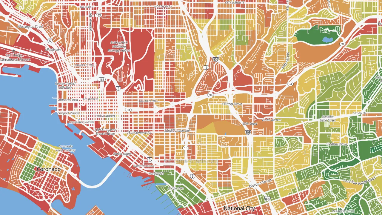 92102, CA Map of Theft Rates