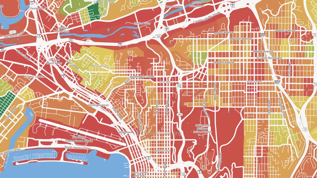 92103, CA Map of Theft Rates