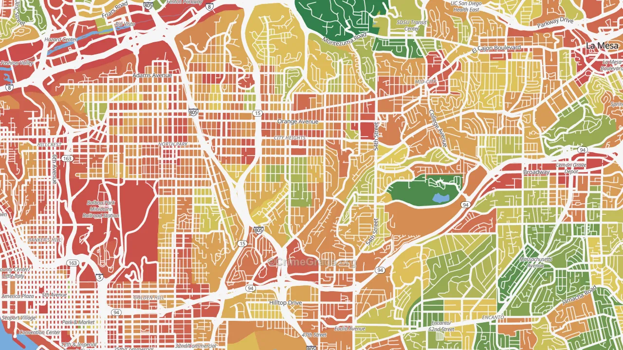 92105, CA Map of Theft Rates