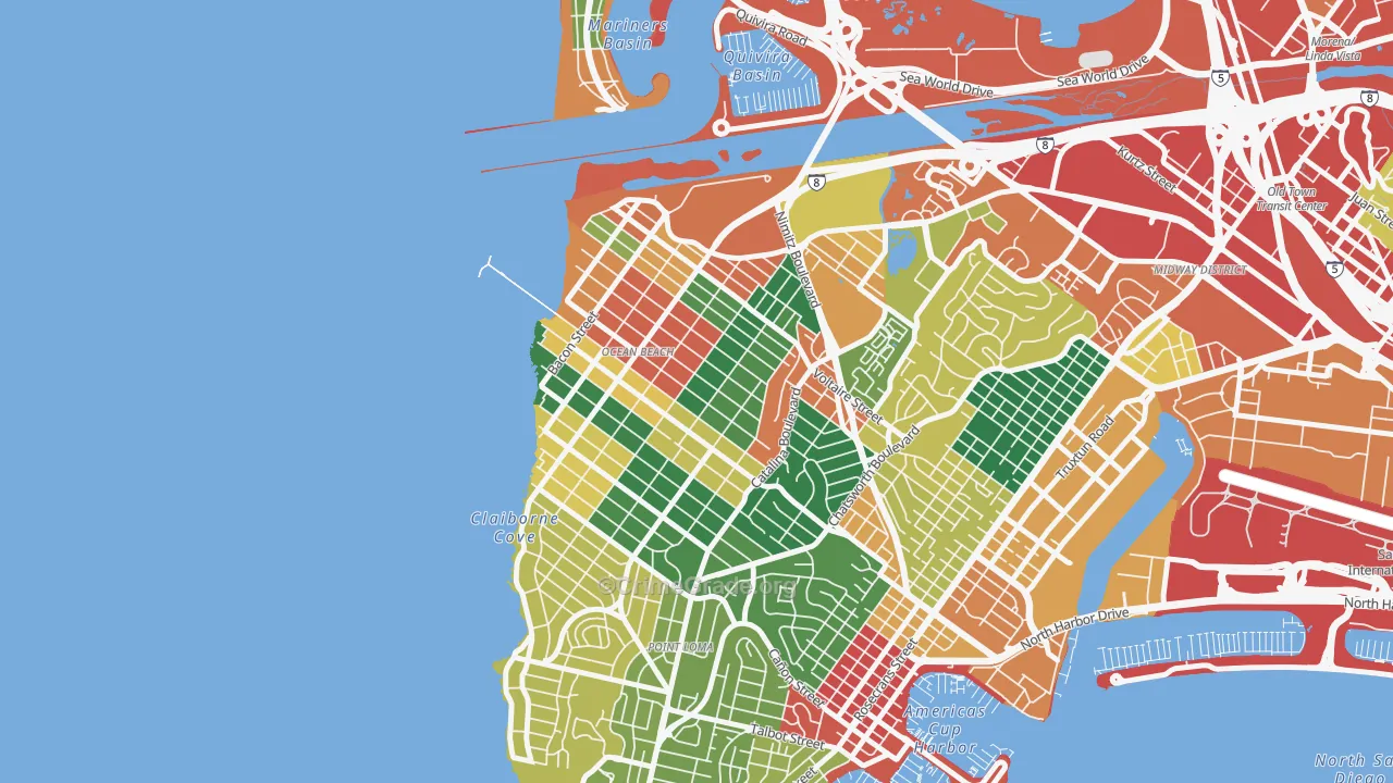 92107, CA Map of Theft Rates