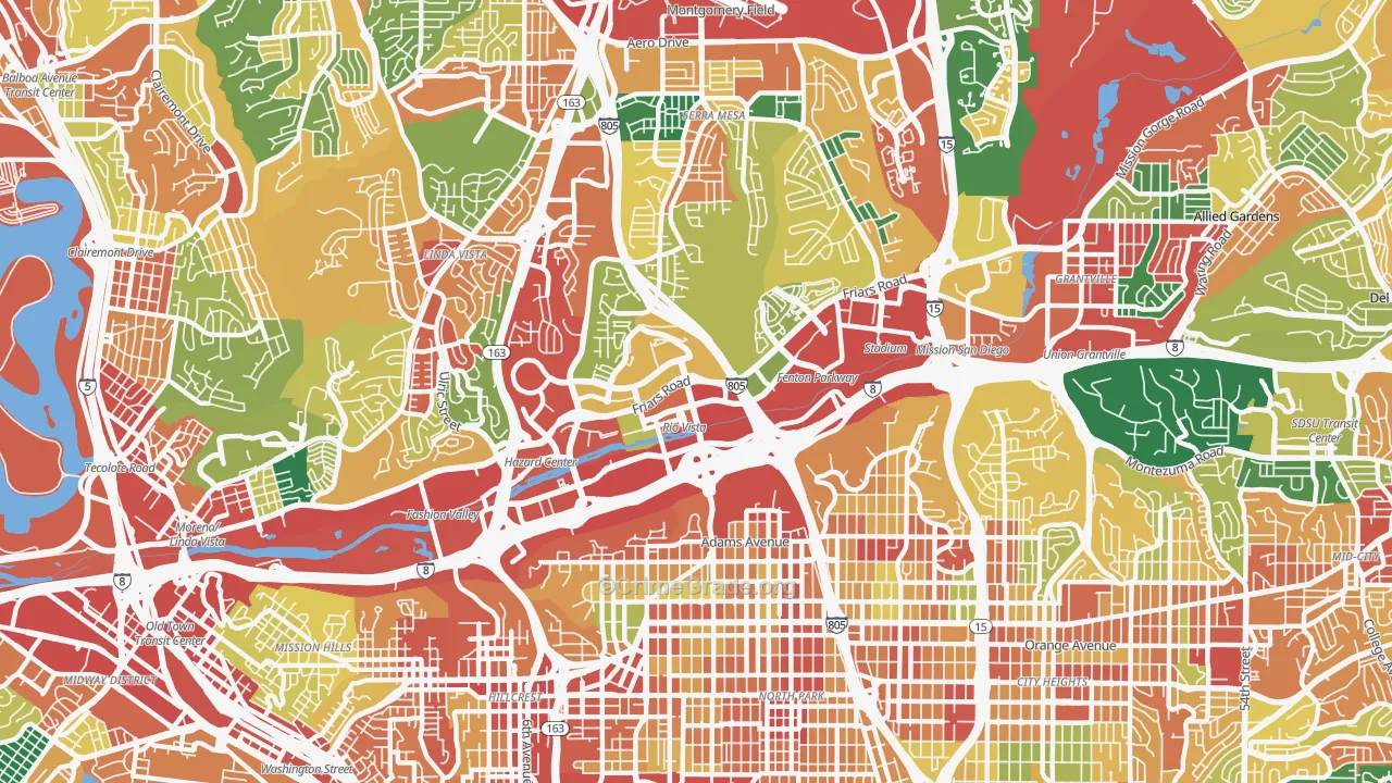 92108, CA Map of Theft Rates