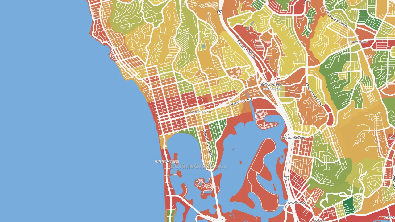 92109, CA Map of Theft Rates
