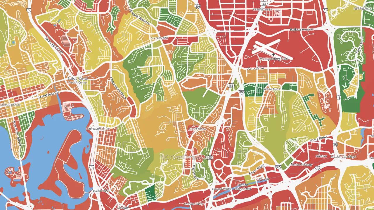 92111, CA Map of Theft Rates