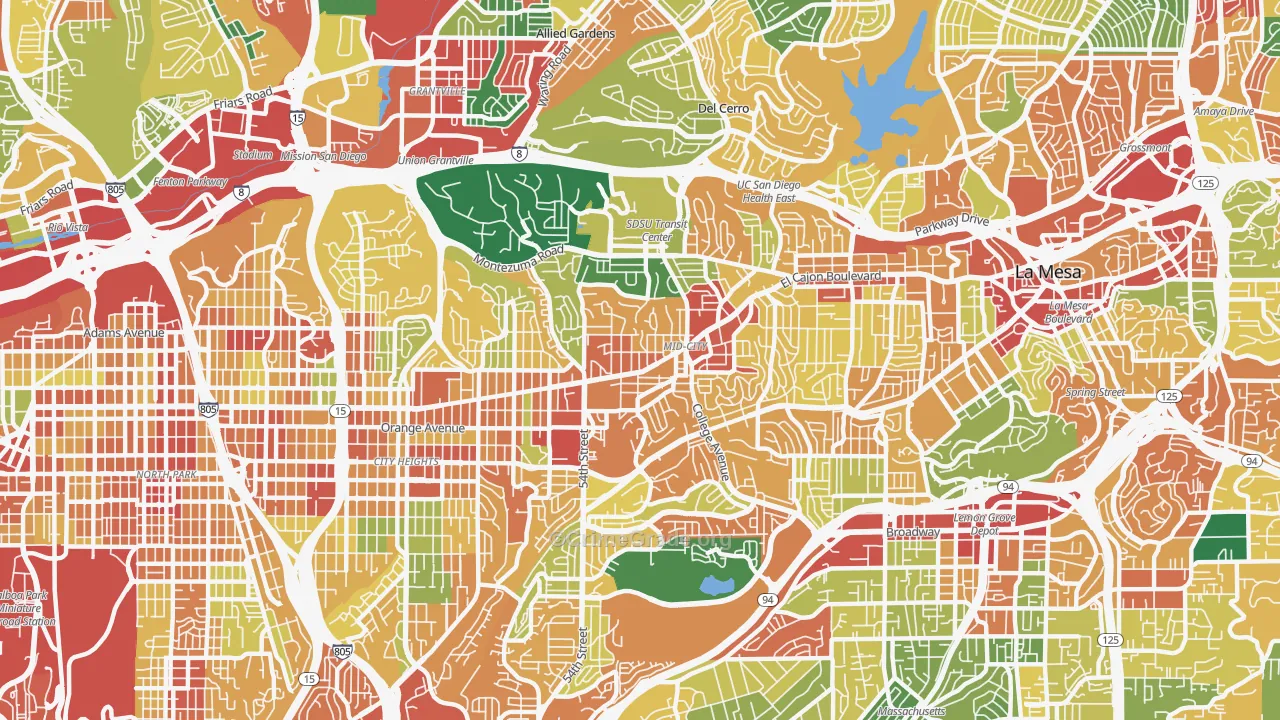 92115, CA Map of Theft Rates