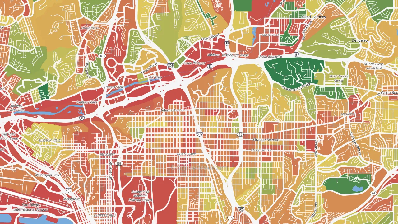 92116, CA Map of Theft Rates