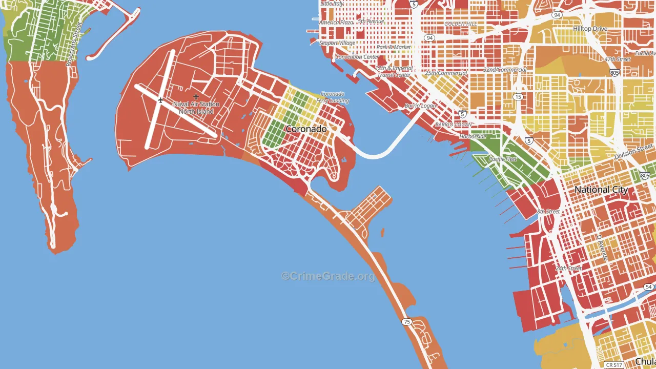 92118, CA Map of Theft Rates