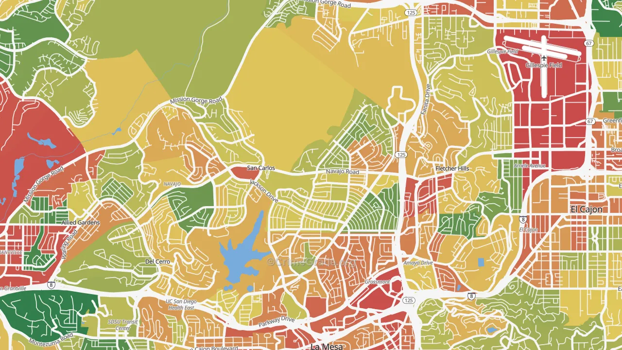 92119, CA Map of Theft Rates