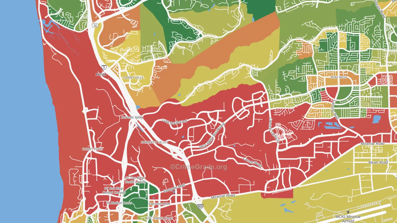 92121, CA Map of Theft Rates