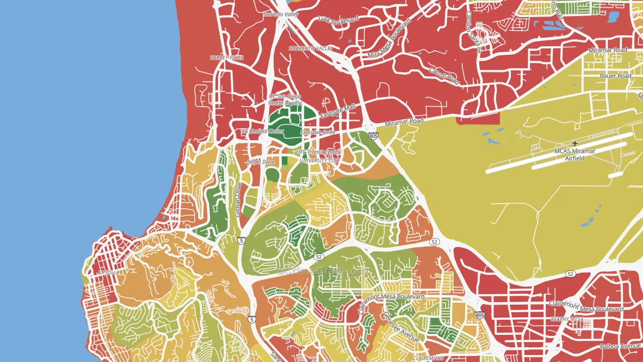 92122, CA Map of Theft Rates