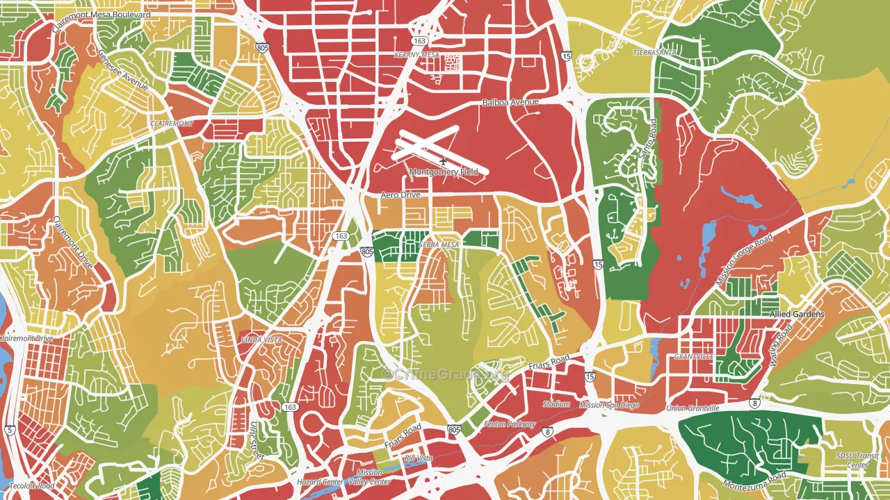 92123, CA Map of Theft Rates