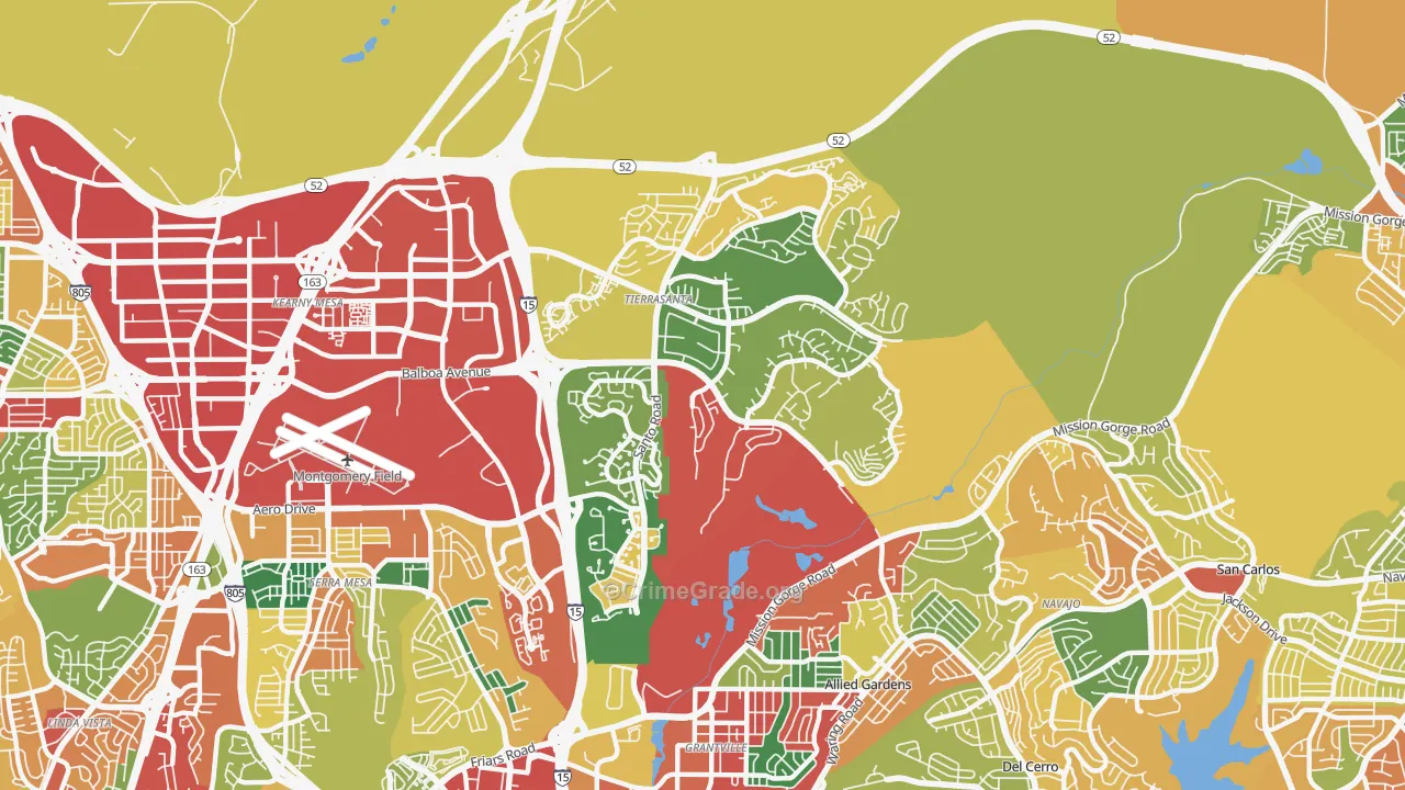 92124, CA Map of Theft Rates