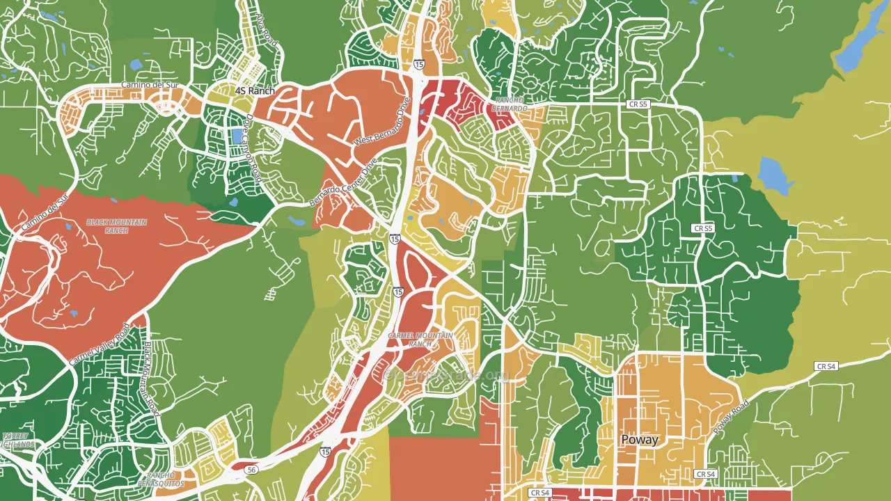 92128, CA Map of Theft Rates