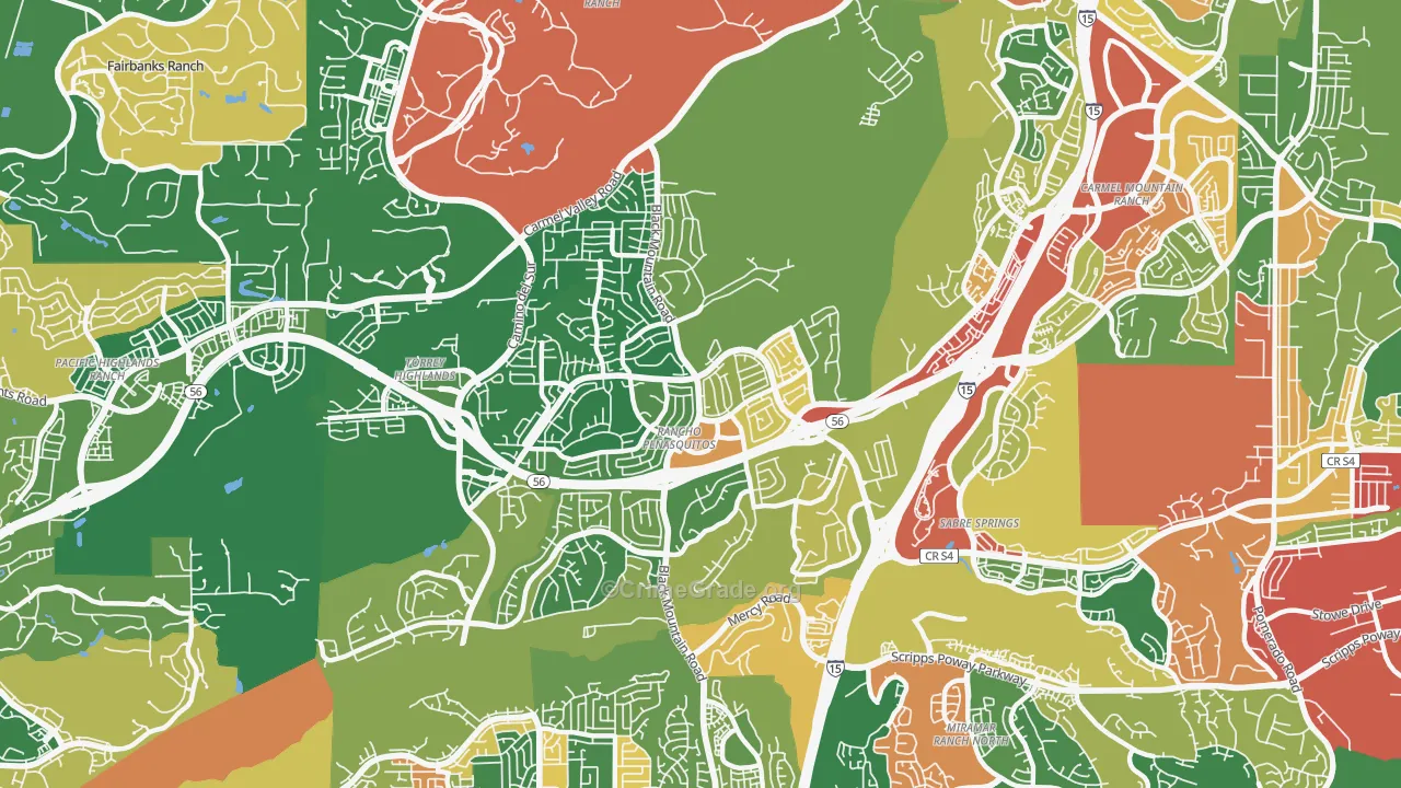 92129, CA Map of Theft Rates