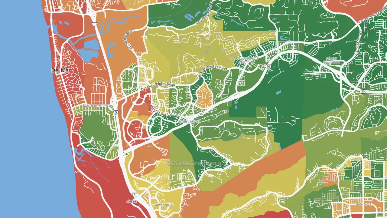 92130, CA Map of Theft Rates