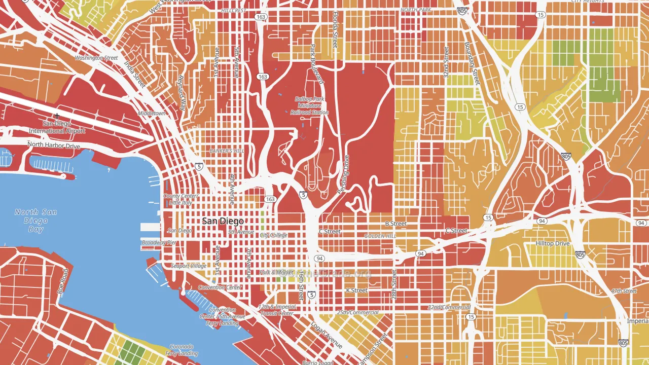 92134, CA Map of Theft Rates