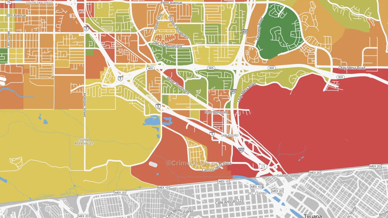 92173, CA Map of Theft Rates