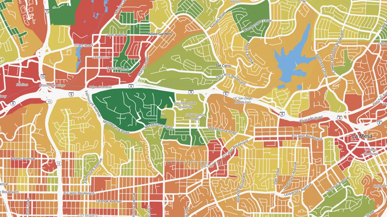 92182, CA Map of Theft Rates