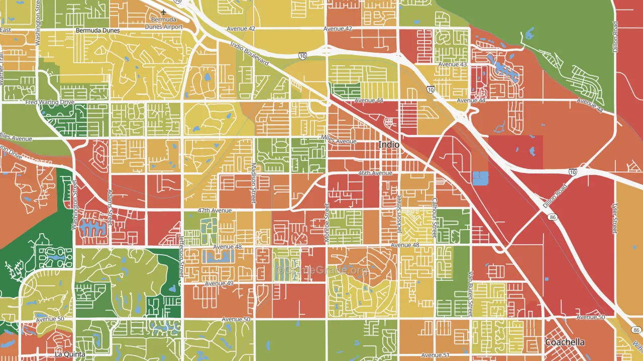 92201, CA Map of Theft Rates