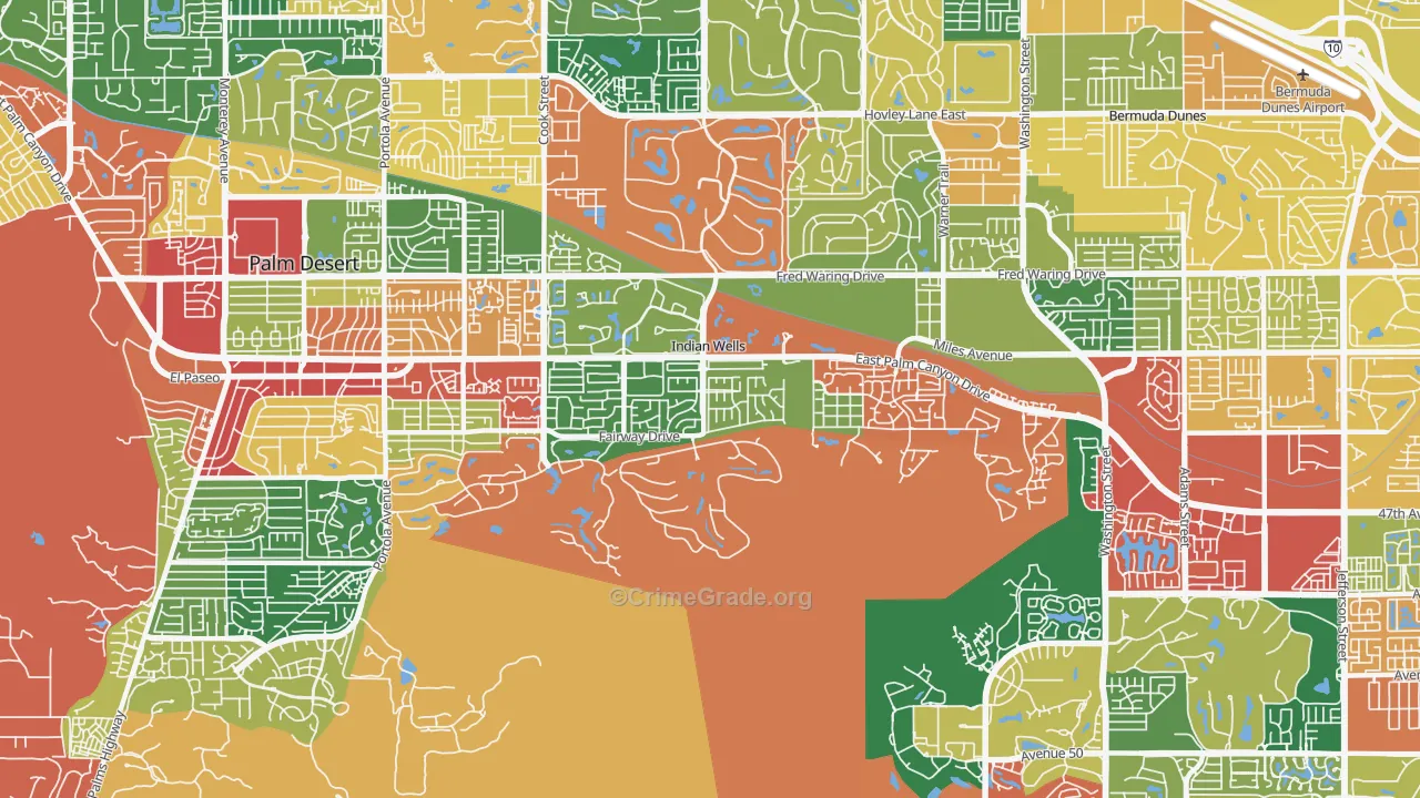 92210, CA Map of Theft Rates