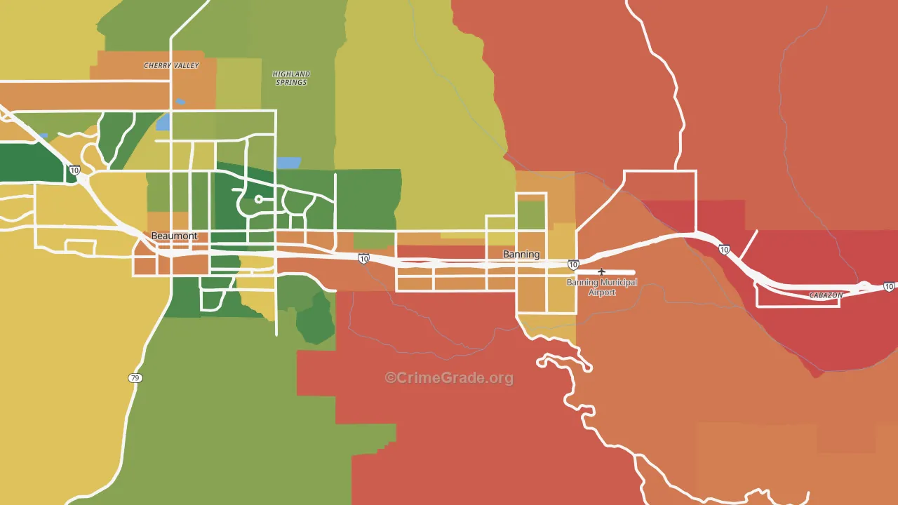 92220, CA Map of Theft Rates