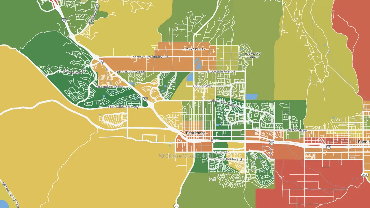 92223, CA Map of Theft Rates