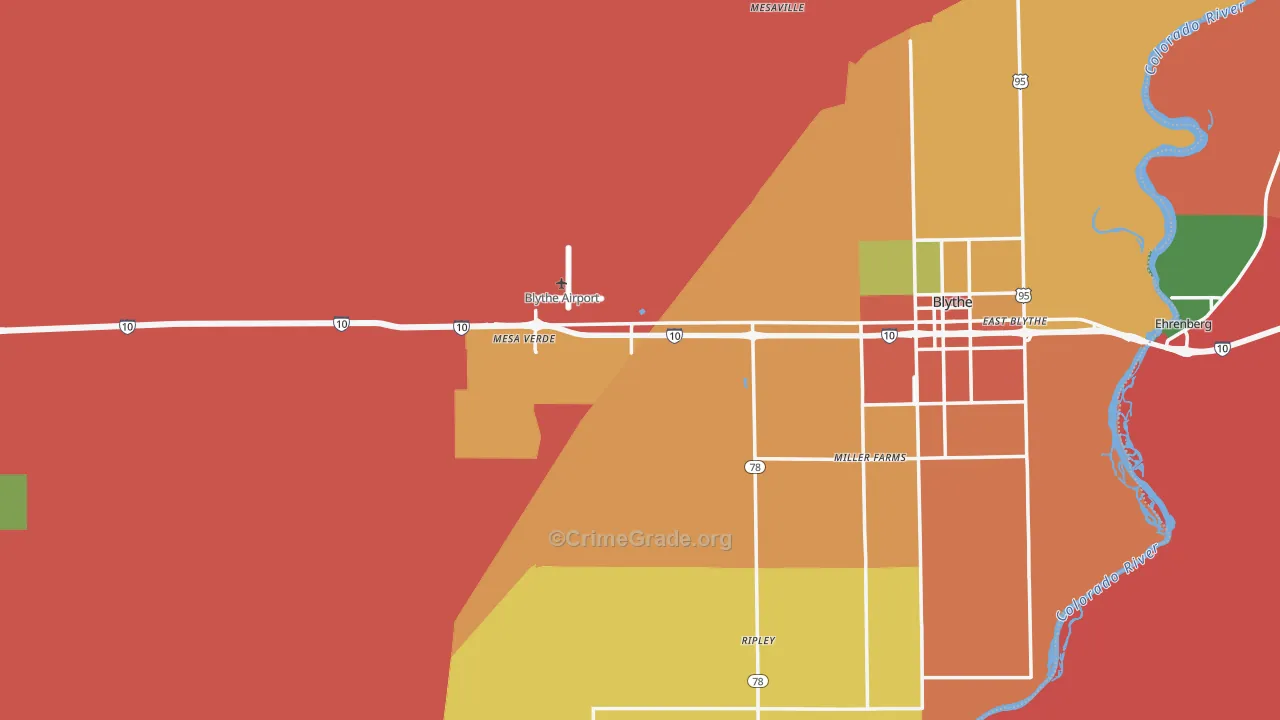 92225, CA Map of Theft Rates