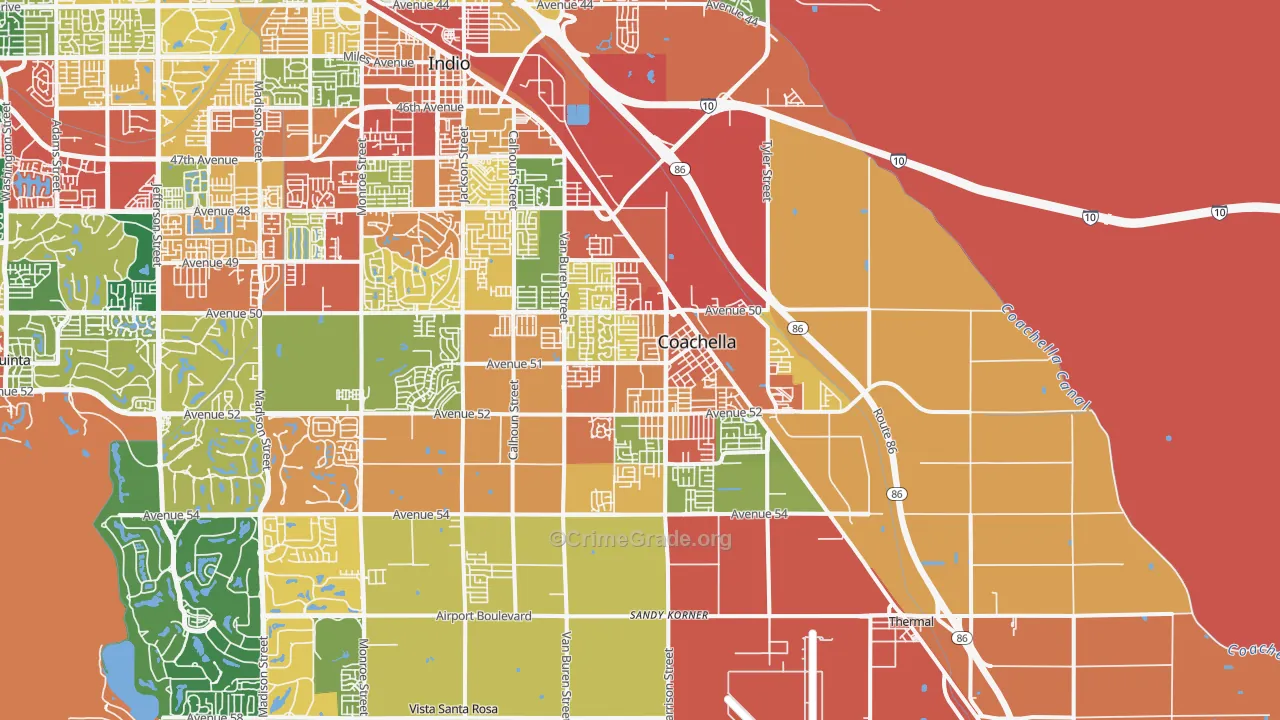 92236, CA Map of Theft Rates