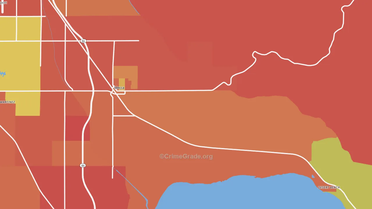 92254, CA Map of Theft Rates