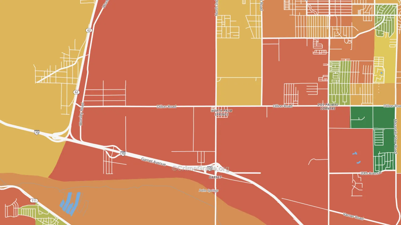 92258, CA Map of Theft Rates
