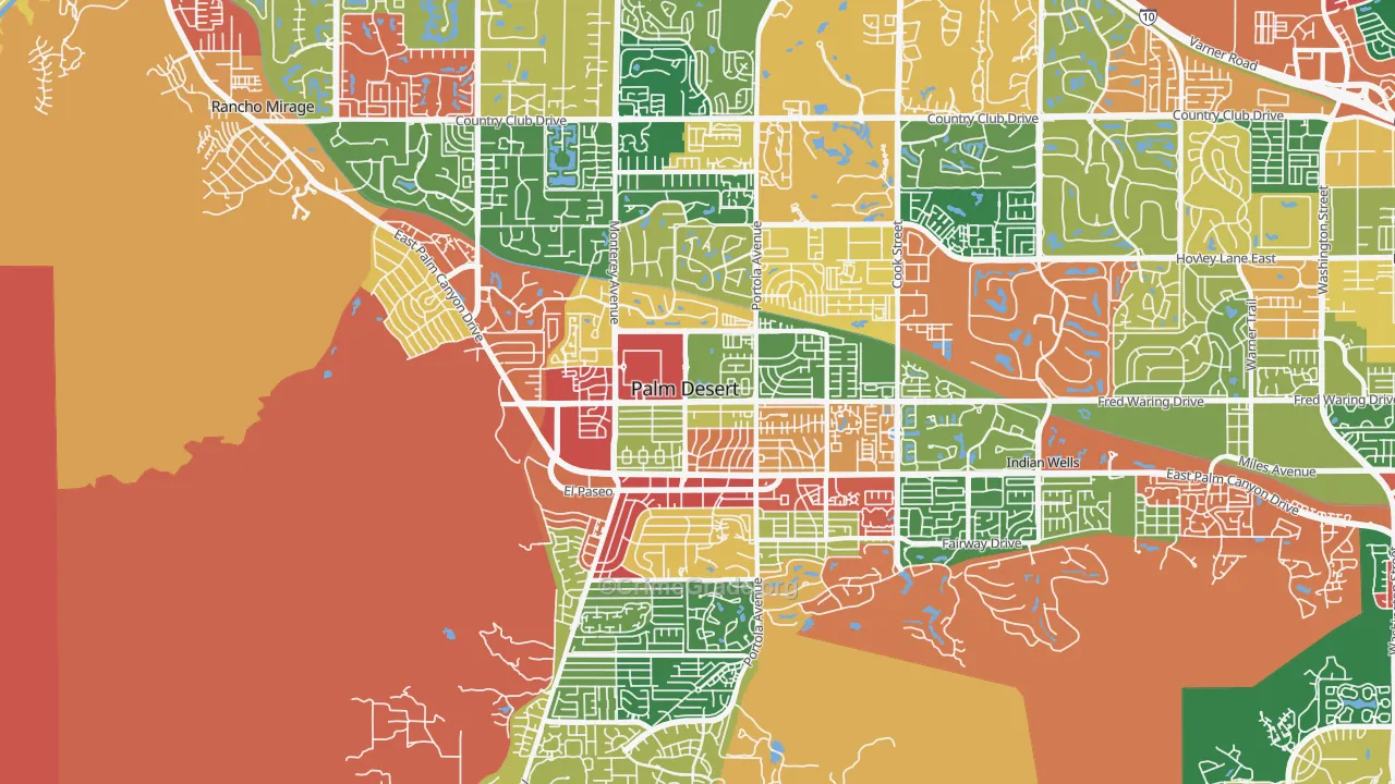 92260, CA Map of Theft Rates