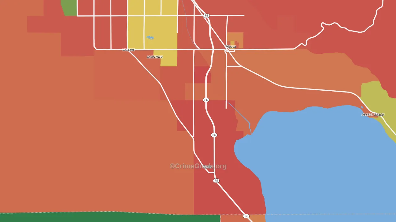 92274, CA Map of Theft Rates
