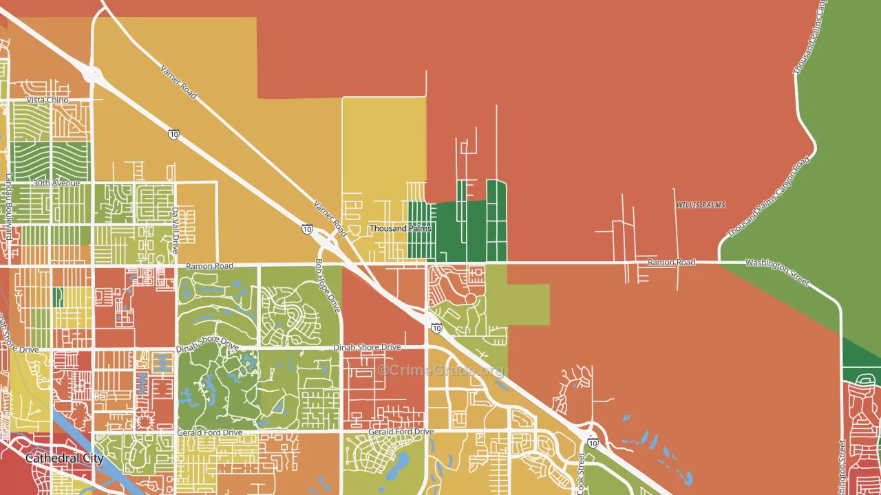 92276, CA Map of Theft Rates
