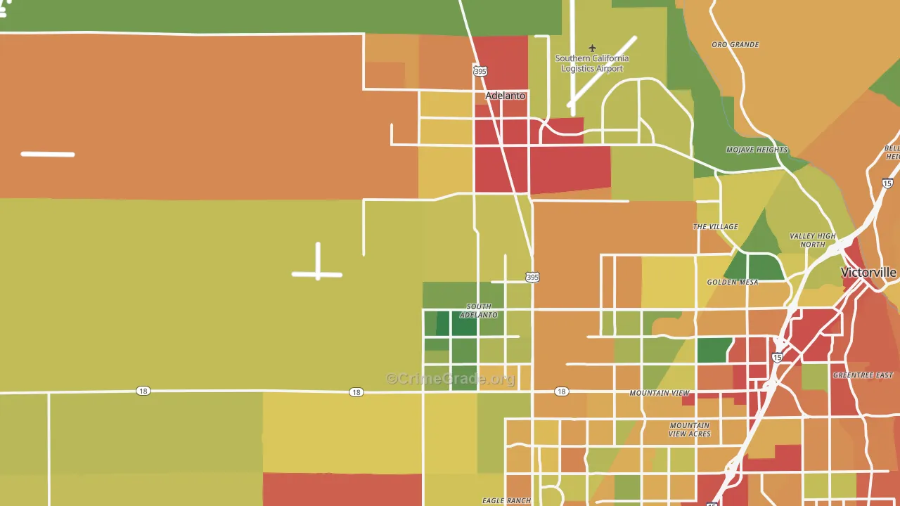 92301, CA Map of Theft Rates