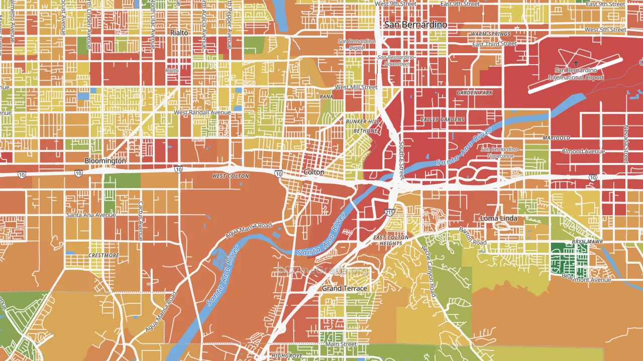 92324, CA Map of Theft Rates
