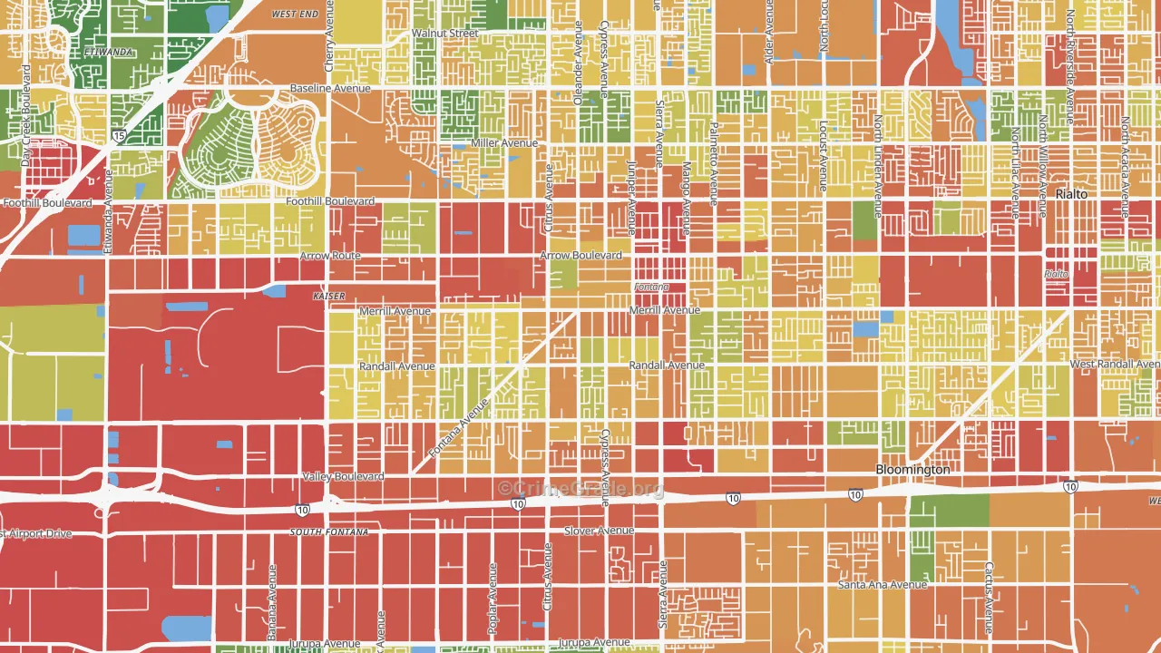 92335, CA Map of Theft Rates